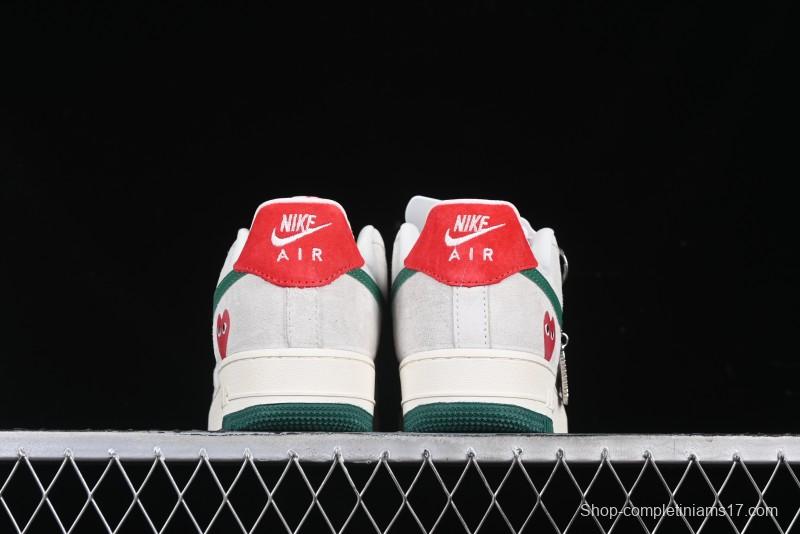 Nike Air Force 1 '07 Low CDG Play Collaboration Green Swoosh Low-Top Casual Sneakers - DF0188-033
