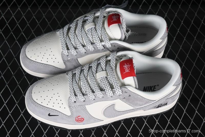 Nike SB Dunk Low Stussy Year of the Snake Limited Edition Grey Snake Swoosh Anniversary Custom Low-Top Casual Sneakers - XX3168-117
