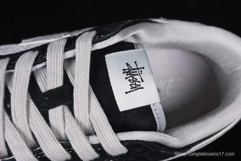 Nike SB Dunk Low Stussy Collaboration - Black Grey Pig Leather Anniversary Custom Edition Low-Top Casual Sneakers - XX3168-008