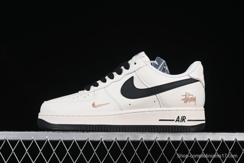 Nike Air Force 1 '07 Low Stussy Collaboration Rose Gold Embroidery Low-Top Casual Sneakers - XZ6188-720