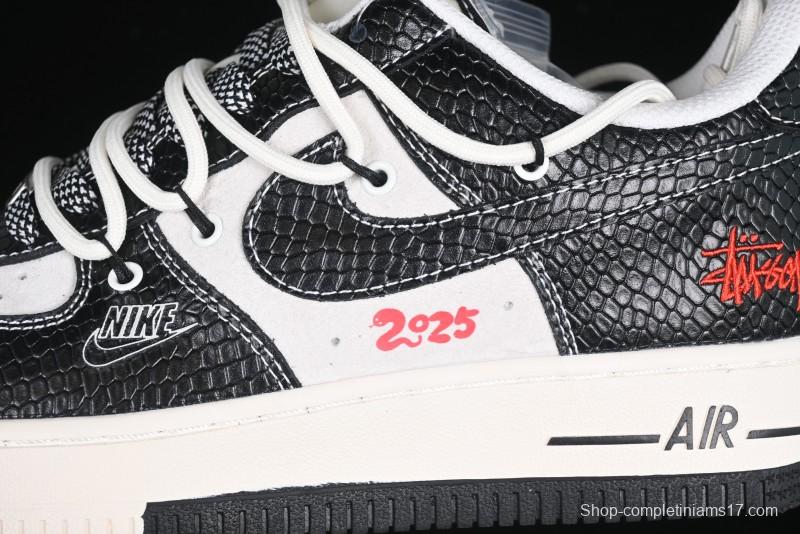 Nike Air Force 1 '07 Low Stussy Year of the Snake Limited Edition Black Snake Print Drawstring Casual Sneakers - DM6688-013