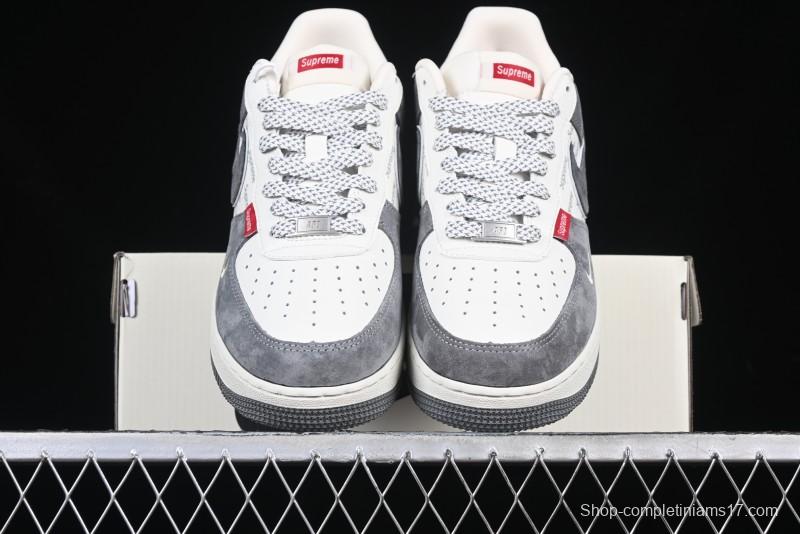 Nike Air Force 1 '07 Low Supreme Collaboration Grey Swoosh Red Tab Low-Top Casual Sneakers - CH6336-510