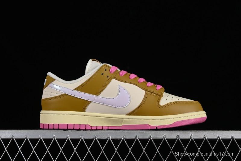 Nike Dunk Low "Just Do It" SB Low-Top Casual Skate Shoes in Coconut Milk and Pink - FD8683-700