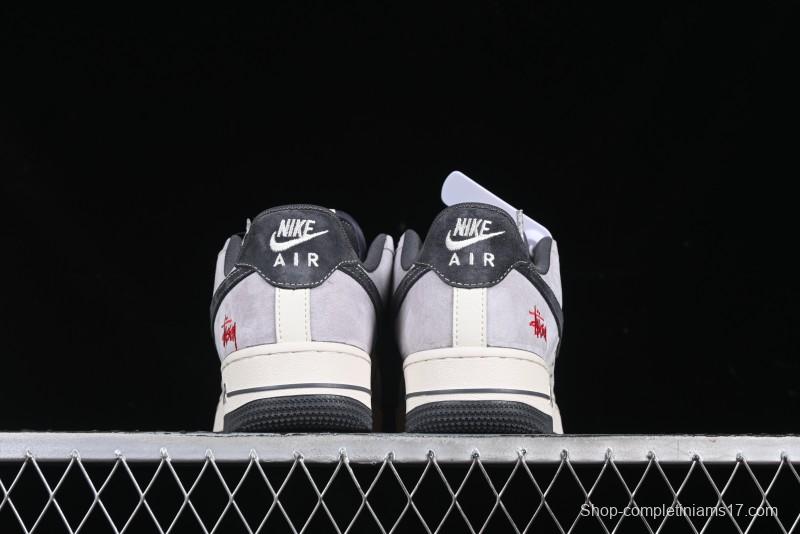 Nike Air Force 1 '07 Low Stussy Collaboration Pig Skin Swoosh Logo Low-Top Casual Sneakers - XS1958-501
