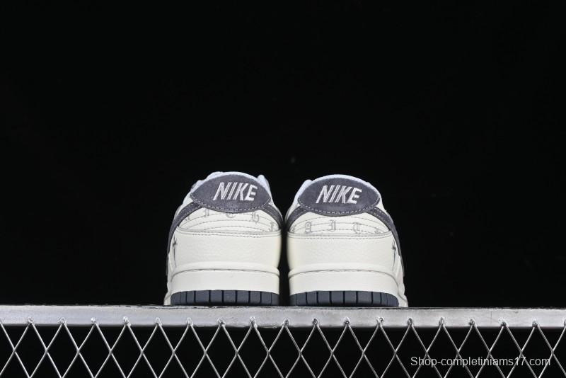 Nike SB Dunk Low Chrome Hearts Collaboration Cross Print Grey Swoosh Anniversary Custom Low-Top Casual Sneakers - DJ2024-064