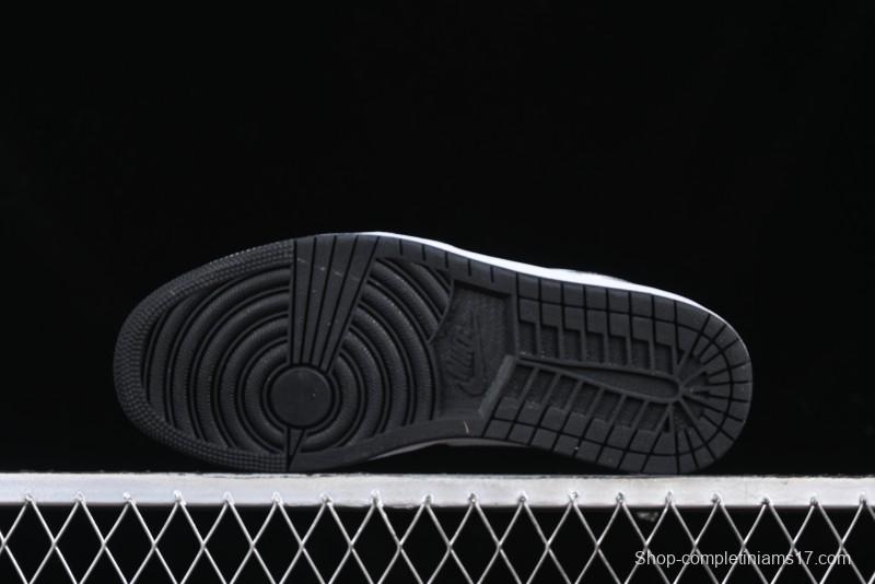 Nike Air Jordan 1 Low AJ1 Basketball Shoes in Black White Silver - 553558-131