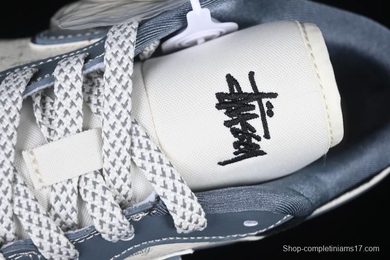 Nike Air Jordan 1 Low Stussy Collaboration - Grey Swoosh Retro Basketball Shoes - XX3318-503