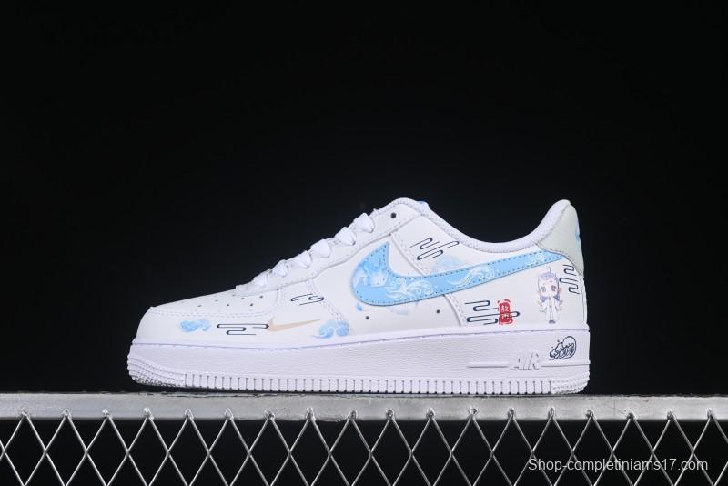 Nike Air Force 1 '07 Low Casual Sneakers with Erciyuan Hand-Painted Graffiti Lingzhu Aobing Design - HF0022-010