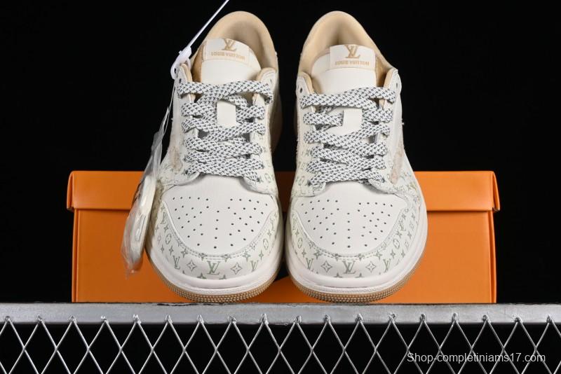 Nike Air Jordan 1 Low OG SP Travis Scott x Fragment Design Retro Sneakers with Reverse Swoosh - SJ2068-006