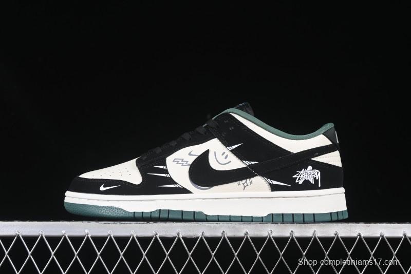 Nike SB Dunk Low Stussy Series Graffiti Black Swoosh Anniversary Custom Low-Top Casual Skate Shoes - KK1333-035