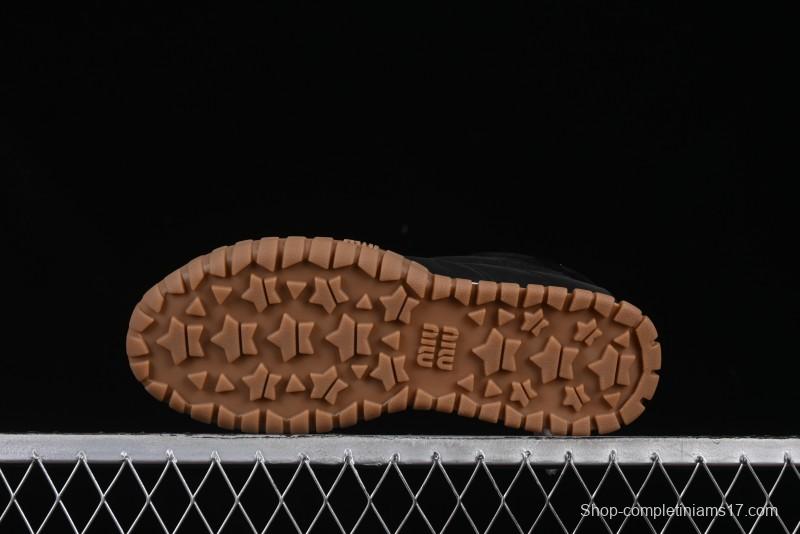 Miu Miu Suede Round Toe Lace-Up Women's Low-Top Casual Shoes - 99D4