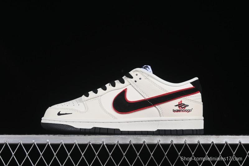 Nike SB Dunk Low Balenciaga Collaboration Off-White Black Hook Anniversary High-End Custom Low-Top Casual Skate Shoes - LW1818-110