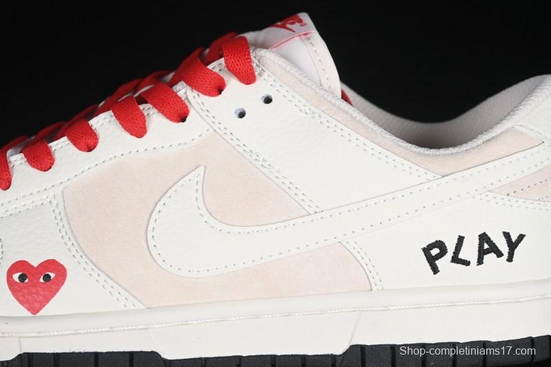 Nike SB Dunk Low Comme des Garcons Play Heart White Anniversary Custom Low-Top Casual Skate Shoes - DJ2024-052