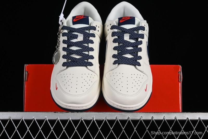 Nike Supreme x SB Dunk Low Balenciaga Collaboration - Off White Blue Canvas Anniversary High-End Custom Low-Top Casual Sneakers - XX2025-310