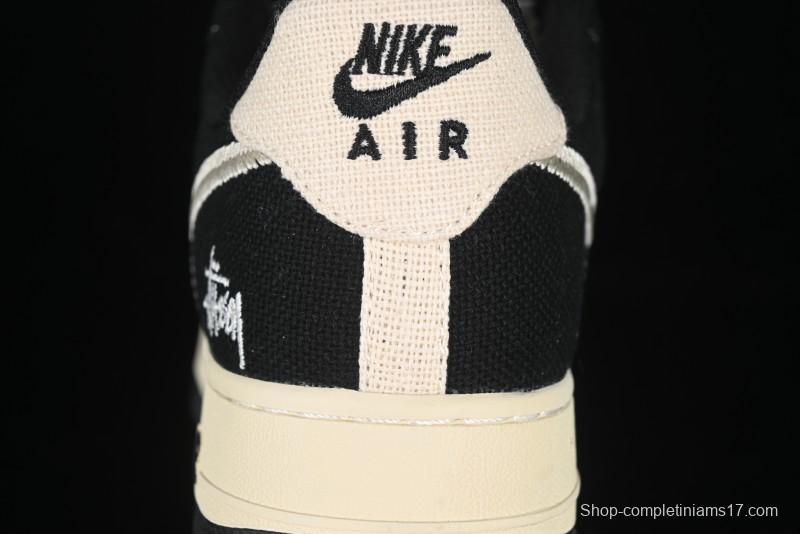 Nike Air Force 1 '07 Low Stussy Collaboration Beige Black Low-Top Casual Sneakers - XZ6188-762