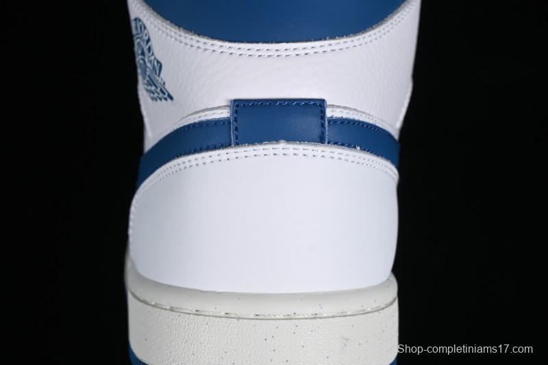 Nike Air Jordan 1 Mid Industrial Blue Basketball Shoes with Air Cushion - FN5215-141