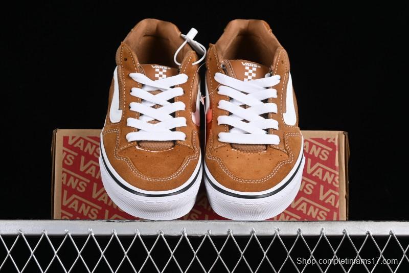 Vans Caldrone Classic American Retro Skate Shoes in Brown Orange - VN000CXZ1OU