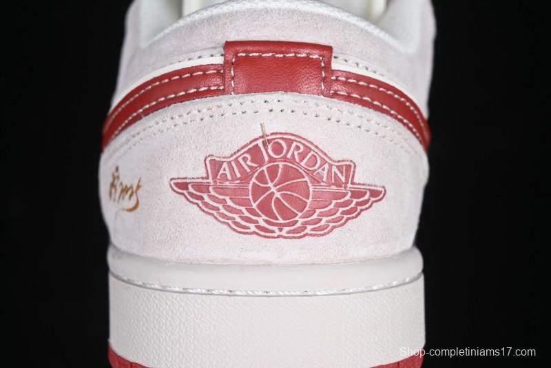 Nike Air Jordan 1 Low Retro Basketball Shoes Snake Year Limited Edition with Red Swoosh - XX3318-513