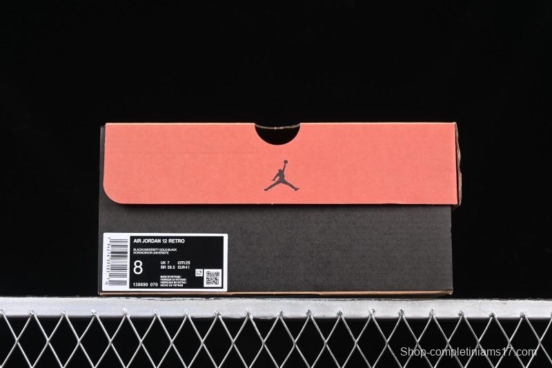 Nike Air Jordan 12 Retro Basketball Shoes in Black and Yellow - 130690-070