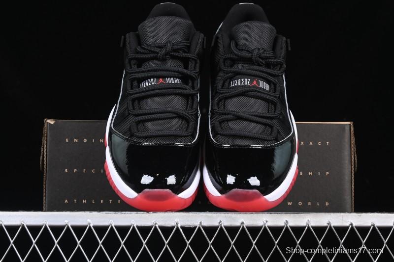 Nike Air Jordan 11 Low Bred Basketball Shoes with Patent Leather and Carbon Fiber - FV5104-006