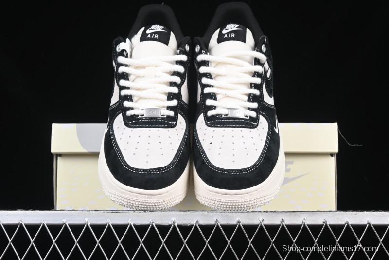 Nike Air Force 1 '07 Low Supreme Champion Collaboration Beige Black Mini Swoosh Casual Sneakers - SJ6698-019