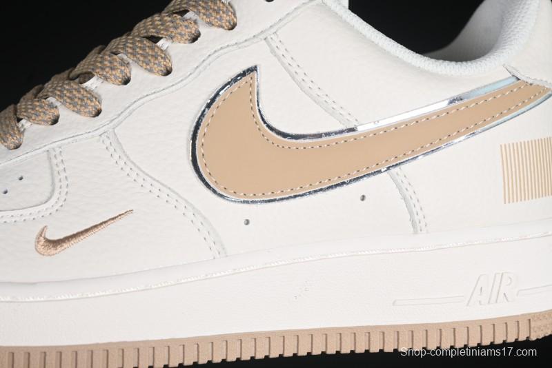 Nike Air Force 1 '07 Low QR Code Metallic Gold Star Sneakers Low-Top Casual Shoes - CU1836-965