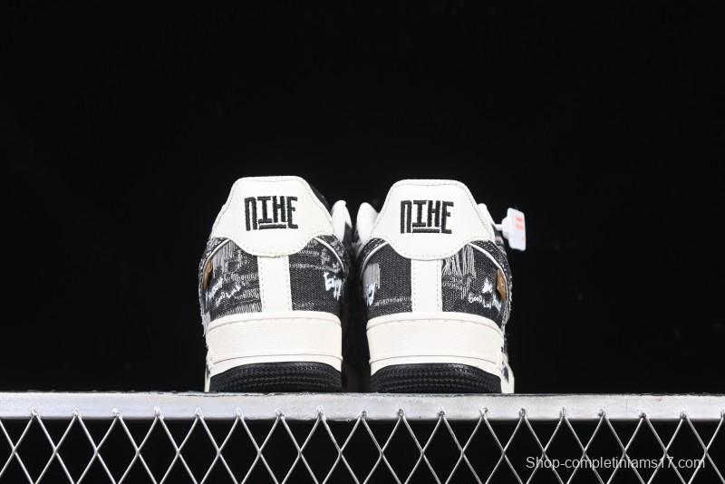 Nike Air Force 1 '07 Low "Black Jeans" Graffiti Casual Sneakers - FB0607-660