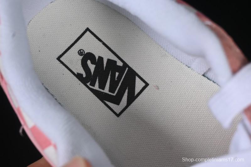 Vans Knu Skool Low Top Comfortable Slip Resistant Wear Resistant Casual Sneakers in Pink Checker - VN0009QCREV