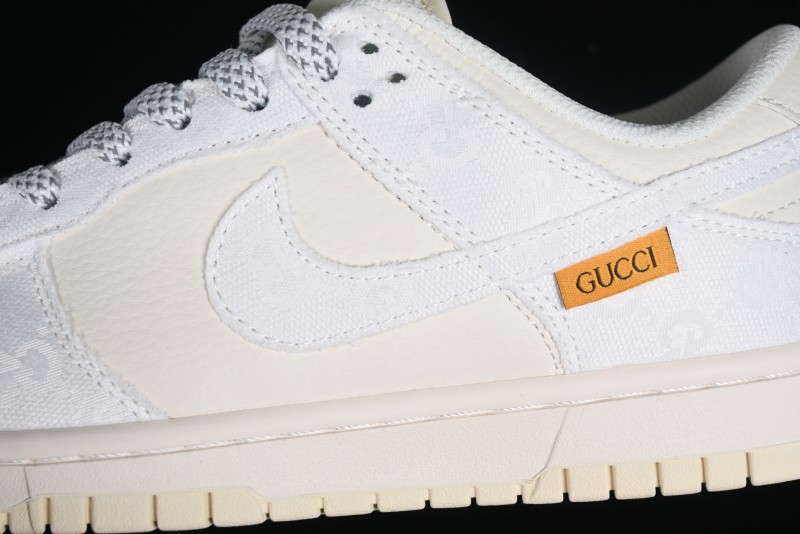 Nike SB Dunk Low Gucci Collaboration - Silver White Pattern Anniversary High-End Custom Low-Top Casual Sneakers BB9676-312