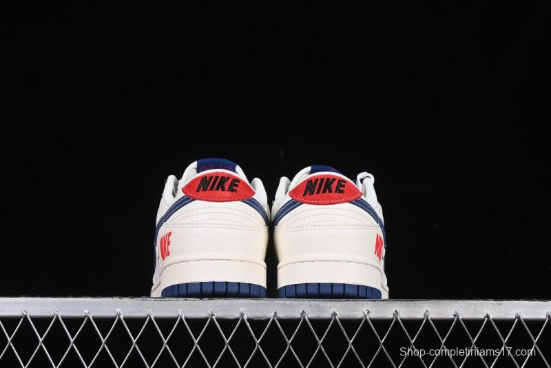 Nike SB Dunk Low Supreme Collaboration - Off-White 3D Navy Swoosh Anniversary Custom Low-Top Casual Sneakers - FC1688-204