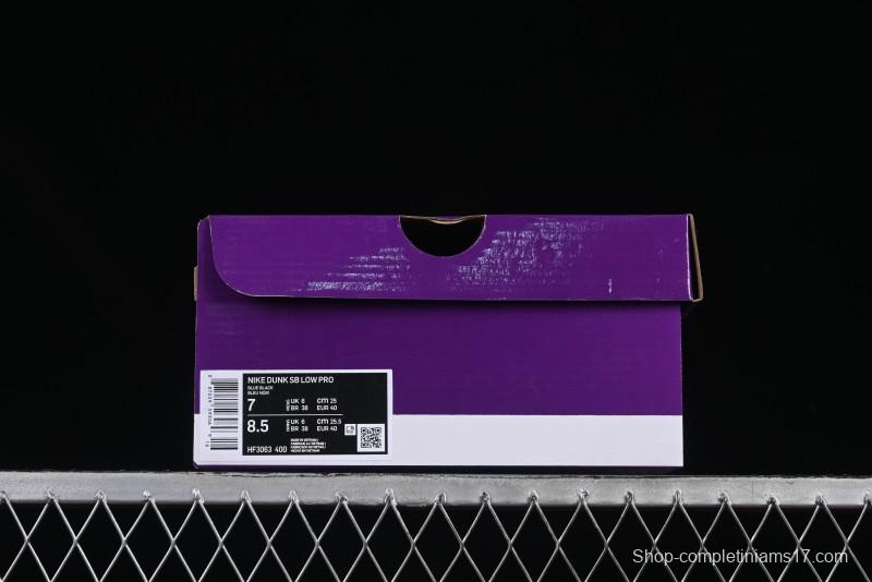 Nike SB Dunk Low Aluminum Skateboarding Shoes with Black Blue White Swoosh - HF3063-400