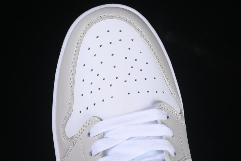 Nike Air Jordan 1 Low AJ1 Casual Sneakers with Cream and Blue Accents - 553558-146
