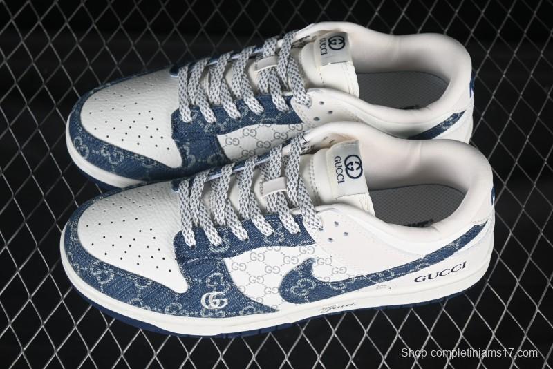 Nike SB Dunk Low Gucci Collaboration Blue Denim Anniversary Custom Low-Top Casual Skate Shoes - CH8311-285