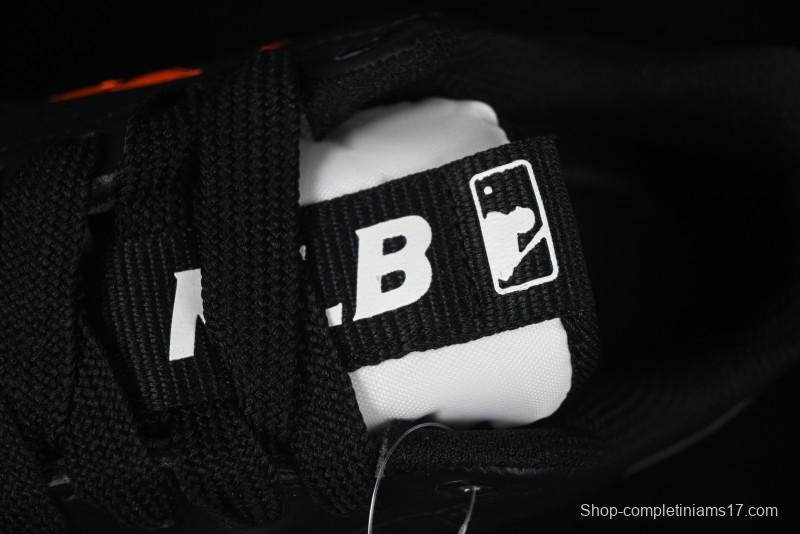 NY Yankees Black Leather Sneakers with Bold Orange Logo