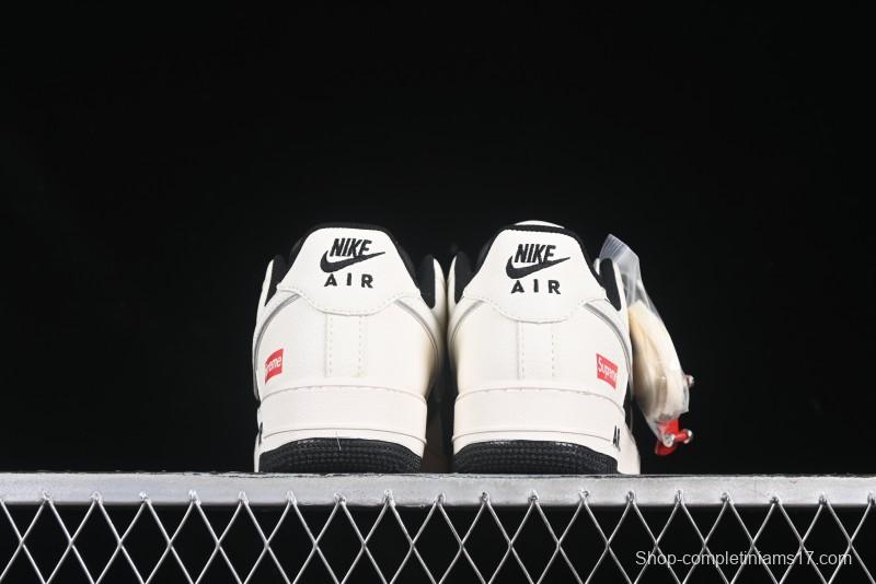Nike Air Force 1 '07 Low Supreme Collaboration Beige Black Spliced Casual Sneakers with Strap - HH7518-056