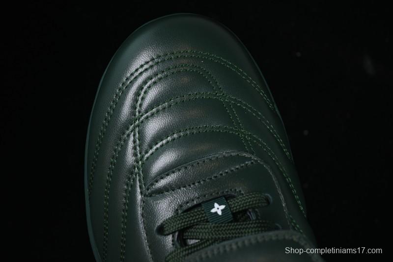 Louis Vuitton Footprint Soccer 2025 Spring Summer Collection Round Toe Lace-Up Low Top Lifestyle Casual Shoes - D.GREEN