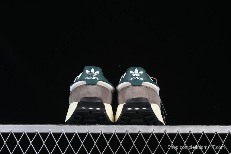 Adidas Retro-Inspired Sneakers - White, Grey & Green with Boost Sole