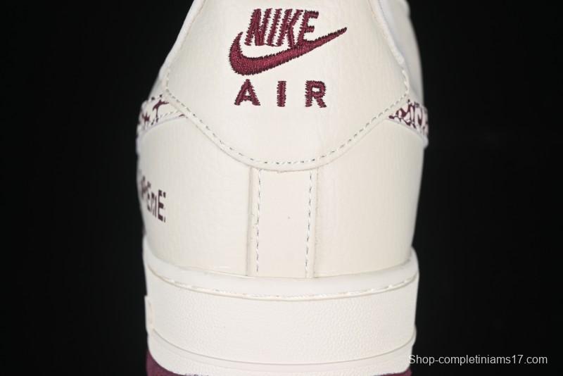 Nike Air Force 1'07 Low Supreme Collaboration Rice Wine Red Casual Sneakers - KK1988-070