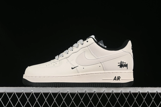Nike Air Force 1 '07 Low Stussy Collaboration Small Double Swoosh Black Sole Low-Top Casual Sneakers - XZ6188-713