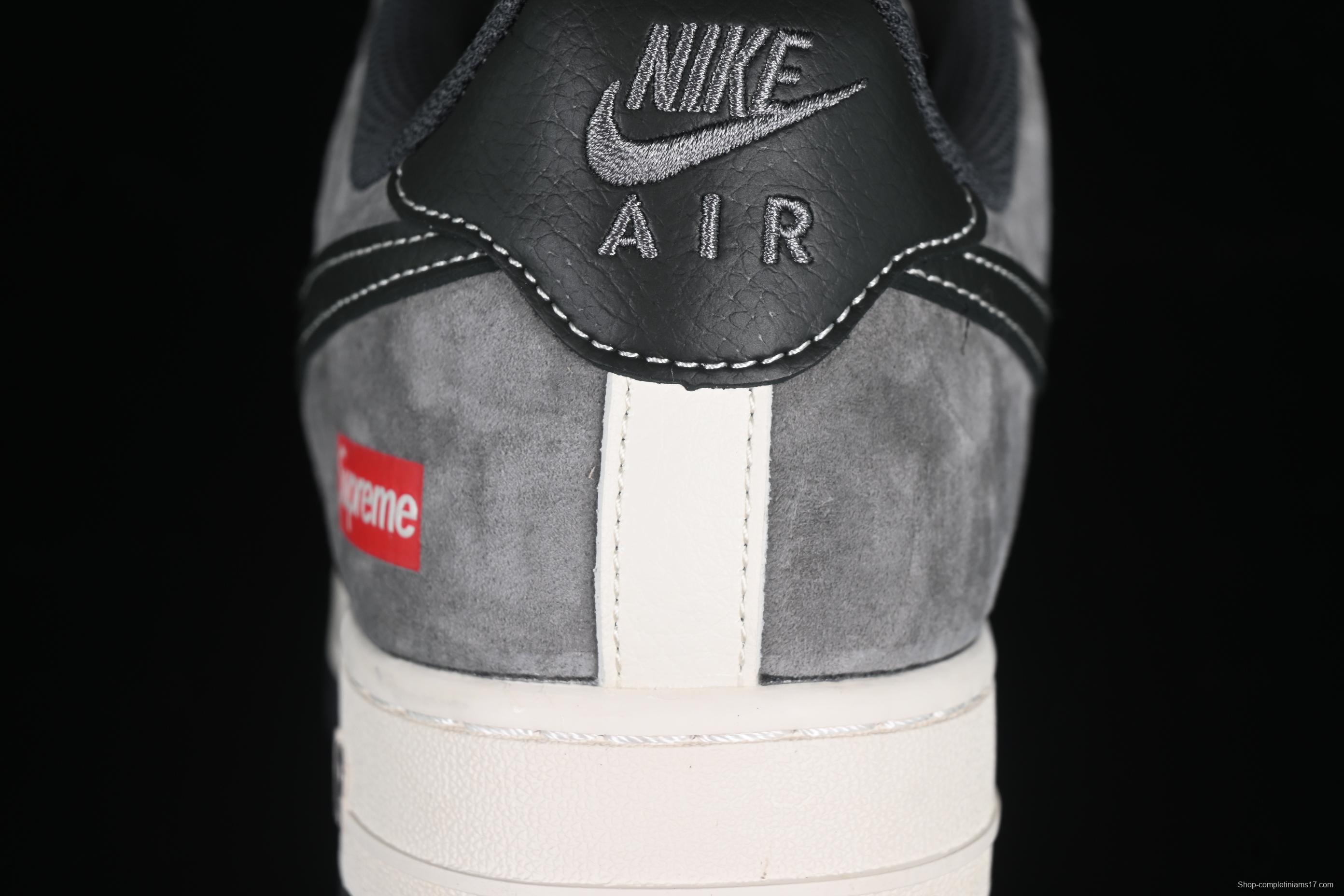 Nike Air Force 1 '07 Low Supreme Collaboration Black Grey Patchwork Casual Sneakers - XZ6188-792