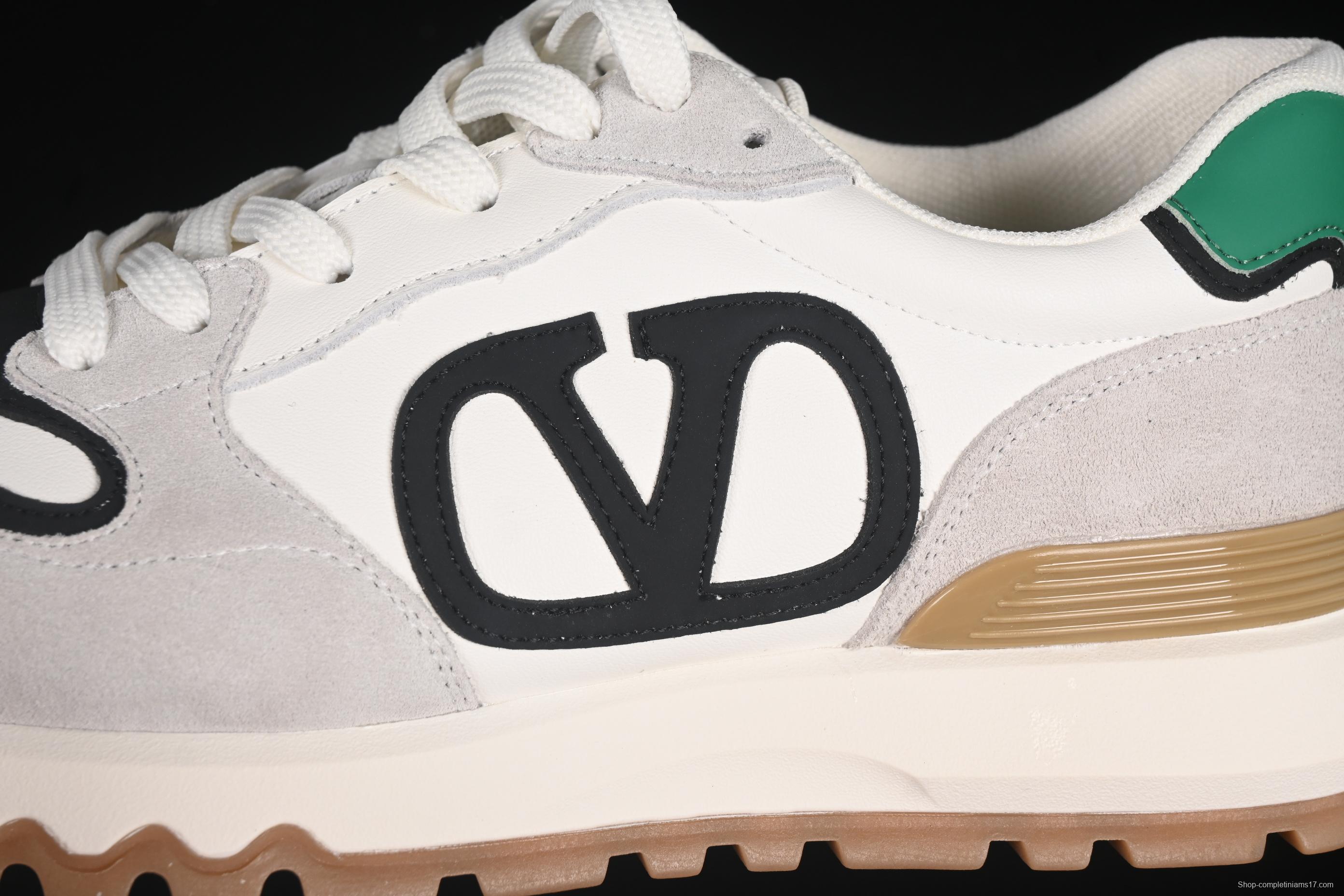 Valentino Punk Style Stitch Pattern Soft Lambskin Comfortable Lace-Up Low-Top Casual Running Shoes - MBH8