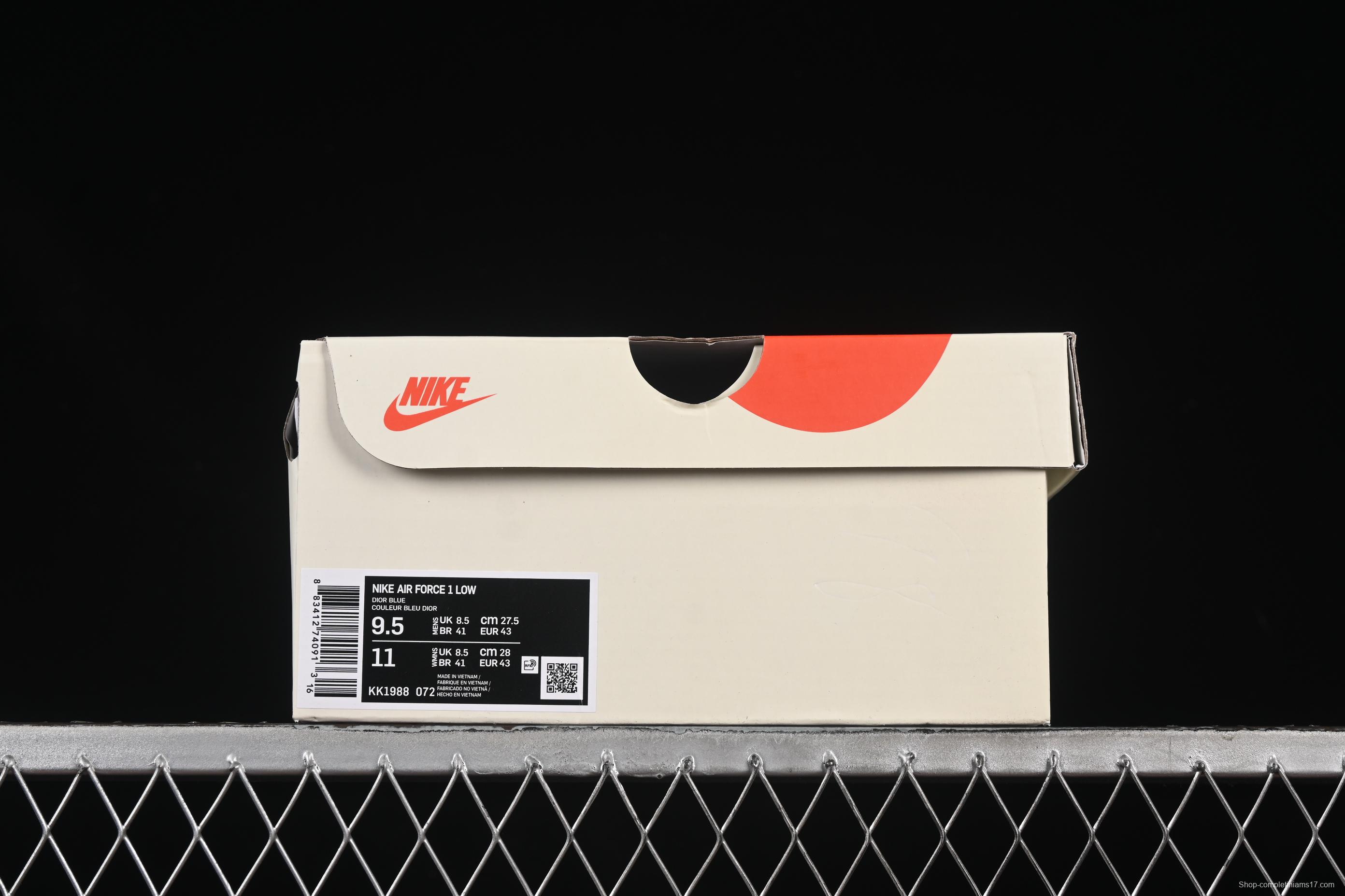 Nike Air Force 1'07 Low Dior Collaboration Beige Blue Checkered Casual Sneakers - KK1988-072