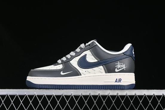 Nike Air Force 1 '07 Low Stussy Collaboration Navy Grey Casual Sneakers - XS1958-519