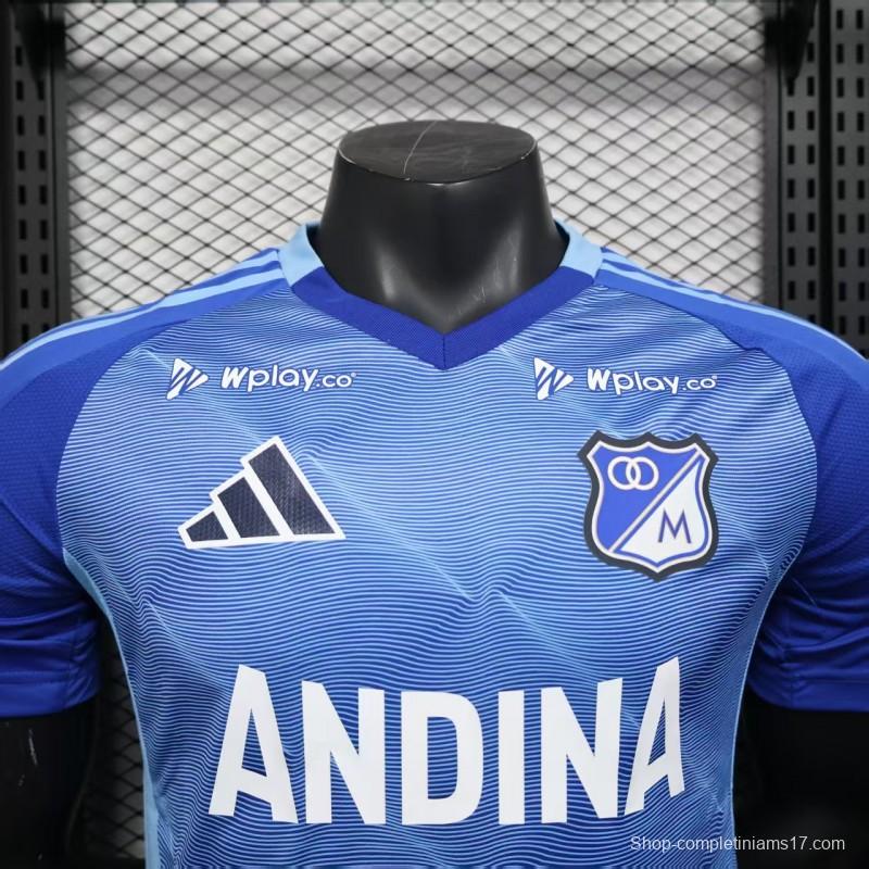 Player Version 25/26 Millonarios Blue with Andina Logo Design Home Jersey
