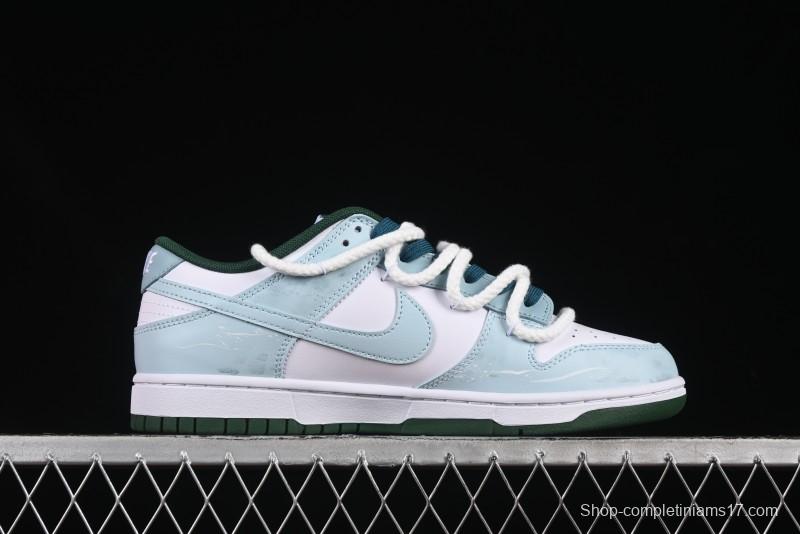 Nike Dunk Low Deconstructed Snake Emblem White Blue Low-Top Casual Sneakers - DD1391-101