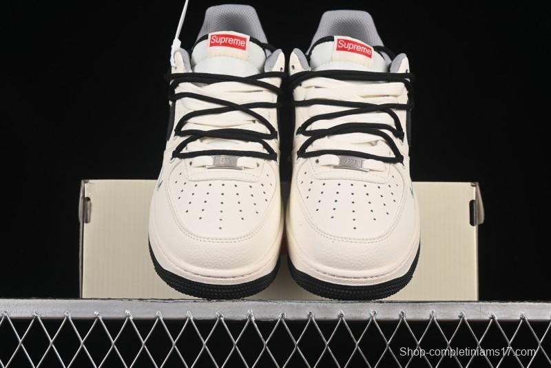 Nike Air Force 1 '07 Low Supreme Collaboration Dual-Tone Grey Black Drawstring Casual Sneakers - DM6868-069
