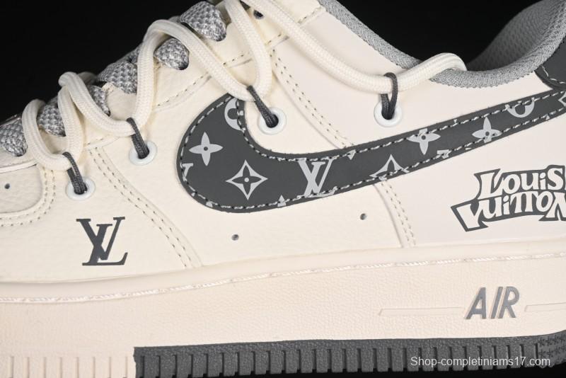 Nike Air Force 1 '07 Low LV Collaboration Two-Tone Grey Pattern Lace-Up Casual Sneakers - DM6868-063