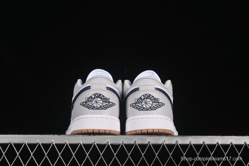 Nike Air Jordan 1 Low AJ1 Casual Sneakers with Blue Swoosh - 553558-146