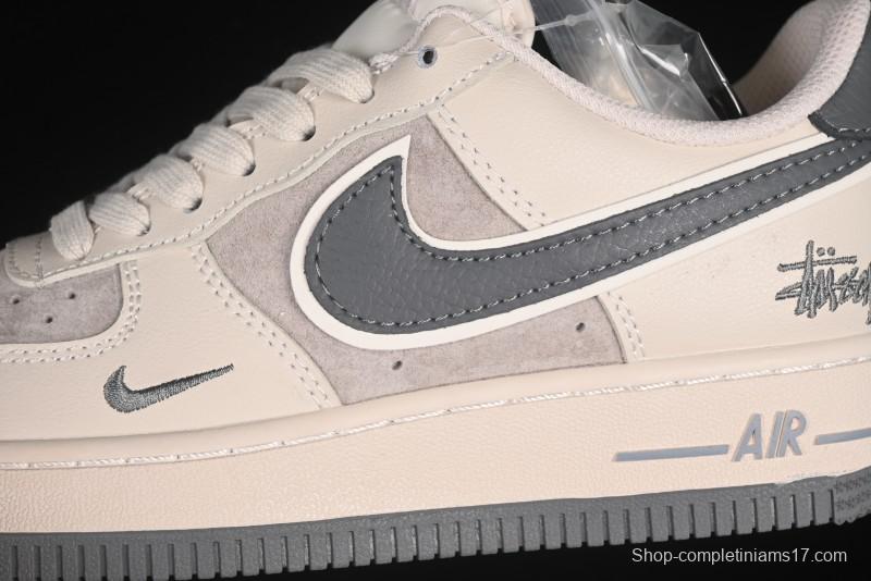 Nike Air Force 1 '07 Low Stussy Collaboration Pig Grey Swoosh Grey Sole Casual Sneakers - XX3168-126