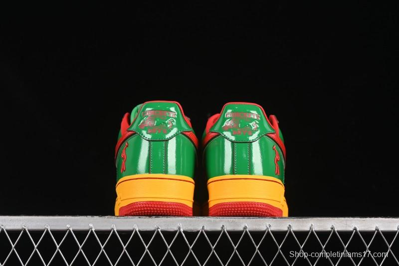 Nike Air Force 1'07 Low Lil Yachty Collaboration Casual Sneakers with Patent Leather and Multicolor Design - IH4383-300